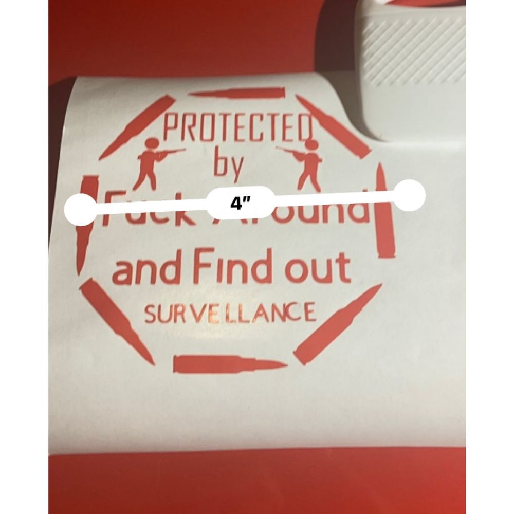 Surveillance sticker for front door or window 4”￼